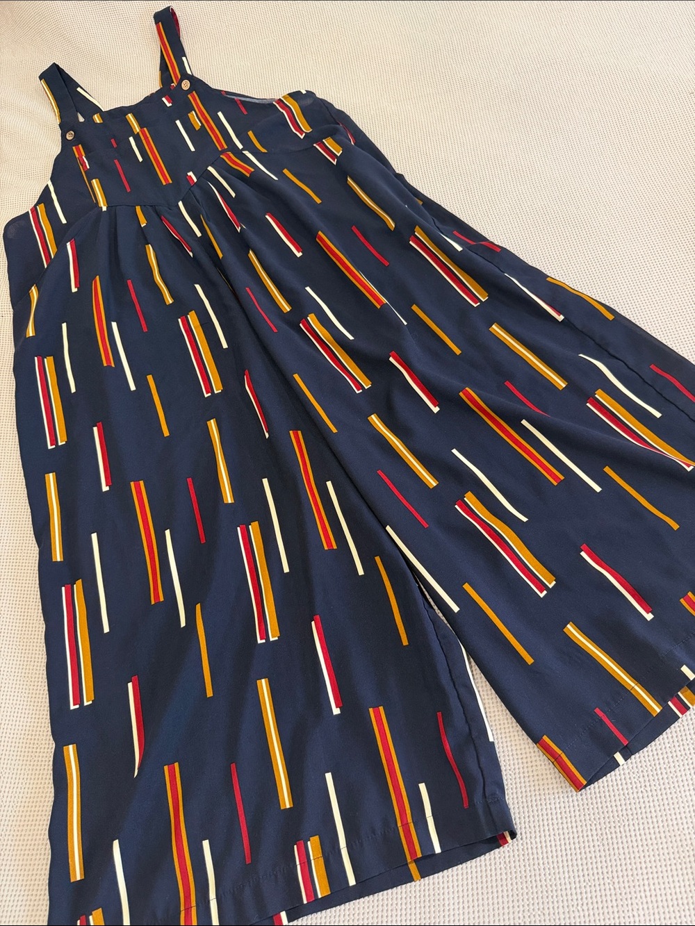 Navy Striped Graphic Wide-Leg Jumpsuit